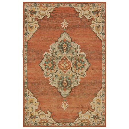 Oriental Weavers 9 ft. 10 in. x 12 ft. 10 in. Toscana Rectangular Area Rug Orange T9568B300390ST